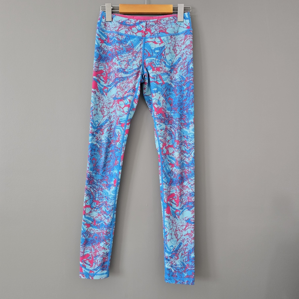 Ivivva Girls' Bright Blue & Pink All-Over Print Leggings